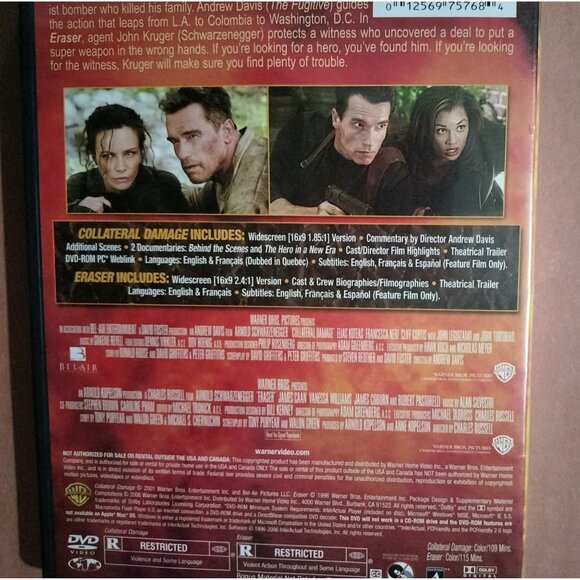 Arnold Schwarzenegger Action Movie Double Feature DVD Collateral Damage & Eraser - Picture 8 of 10